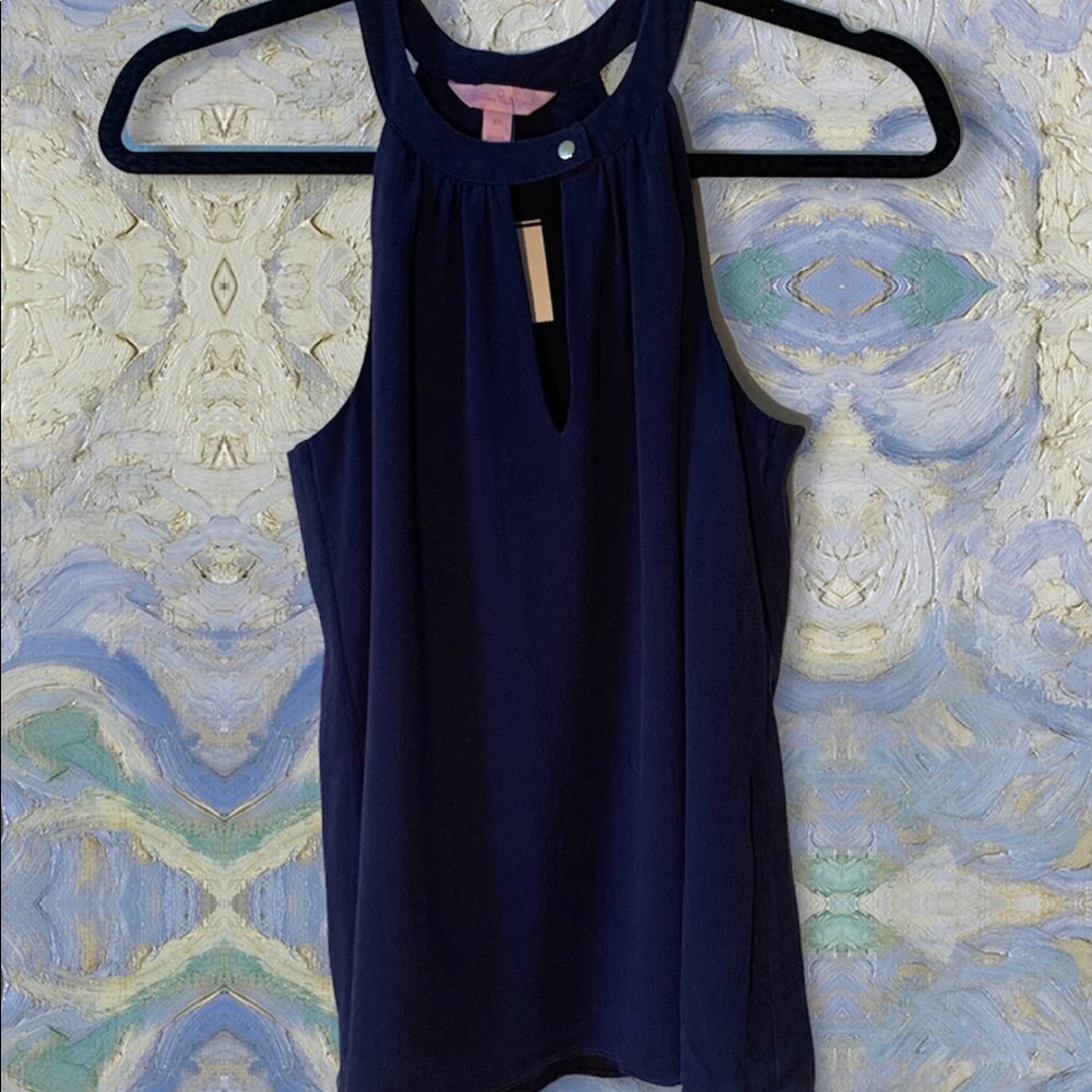Lilly Pulitzer Blue Silk Keyhole Tank Size XS